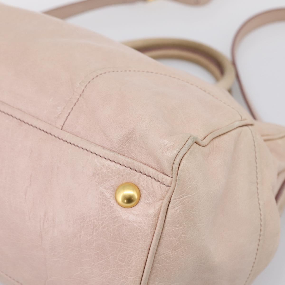 Miu Miu Hand Bag Vitellolux 2way Pink Gold Auth 204377A
