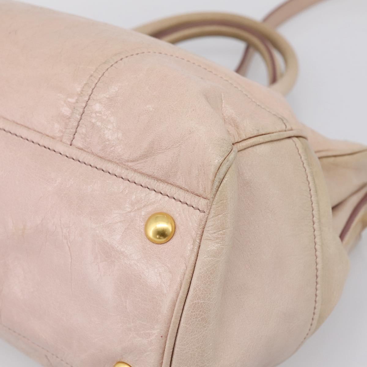 Miu Miu Hand Bag Vitellolux 2way Pink Gold Auth 204377A