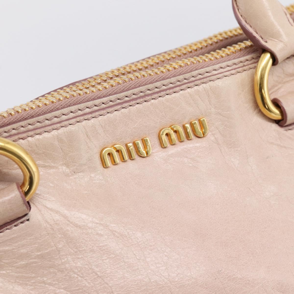 Miu Miu Hand Bag Vitellolux 2way Pink Gold Auth 204377A