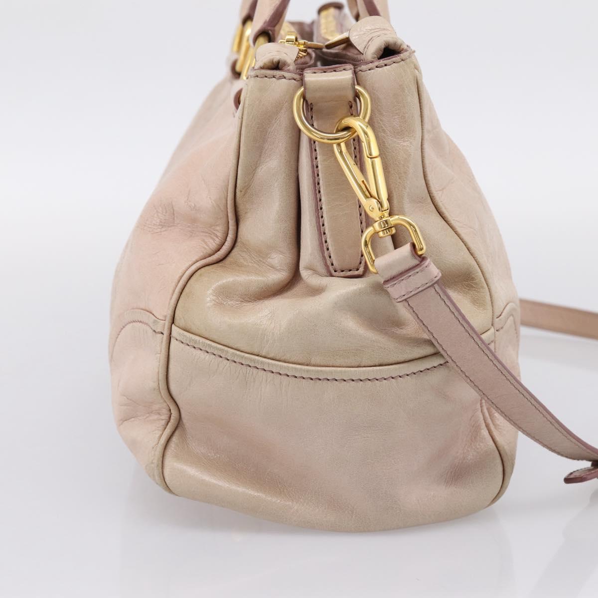 Miu Miu Hand Bag Vitellolux 2way Pink Gold Auth 204377A