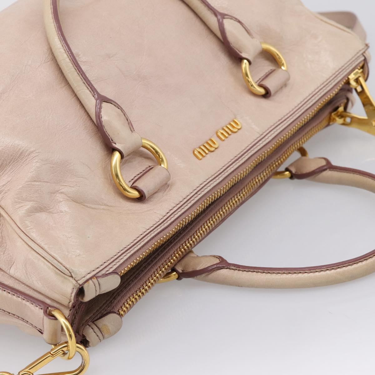 Miu Miu Hand Bag Vitellolux 2way Pink Gold Auth 204377A