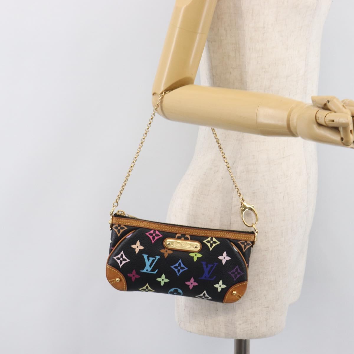 LOUIS VUITTON Monogram Multicolor Pochette Mila MM Black M60097 LV Auth 204383V