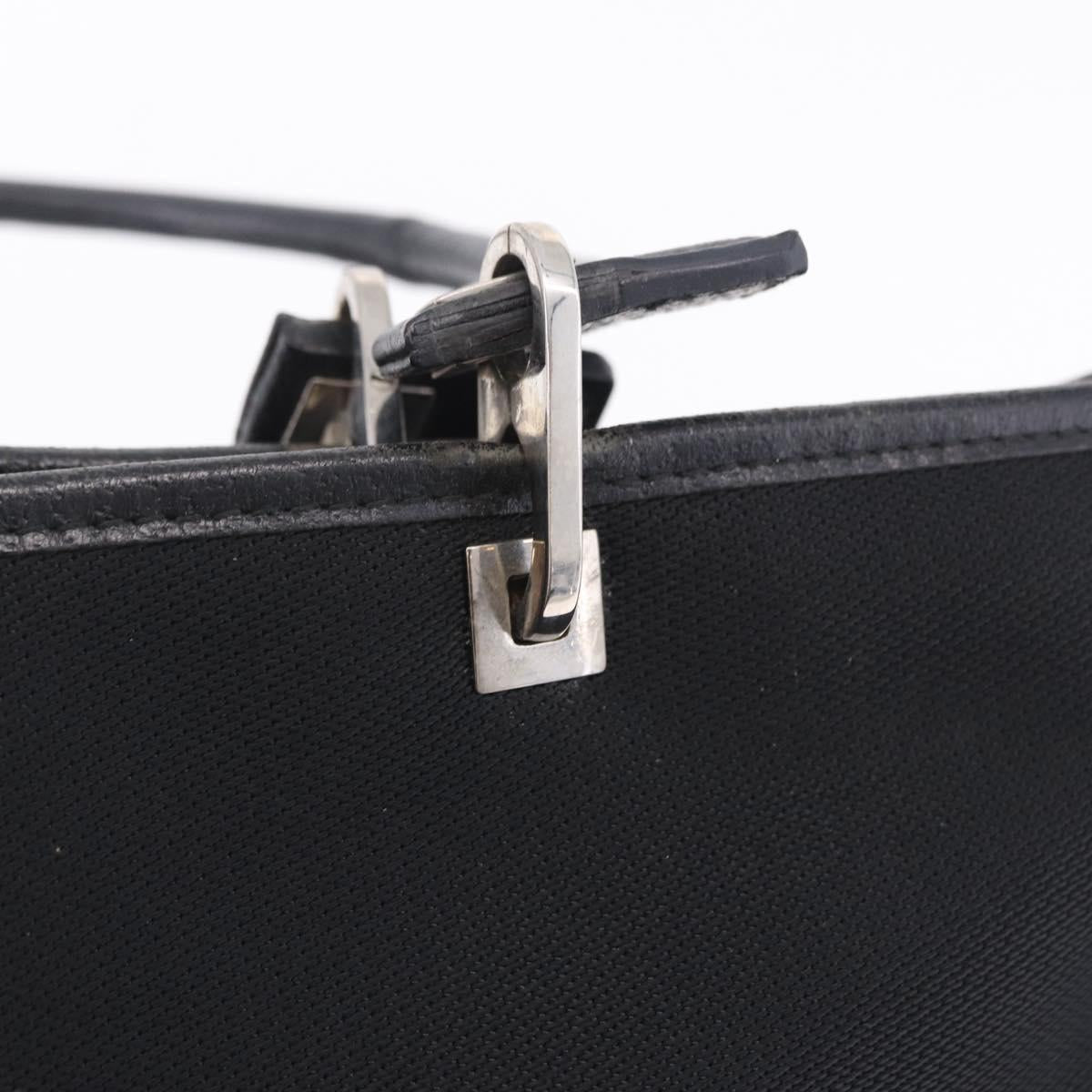 Salvatore Ferragamo Gancini Tote Bag Canvas Black Silver Auth 204386