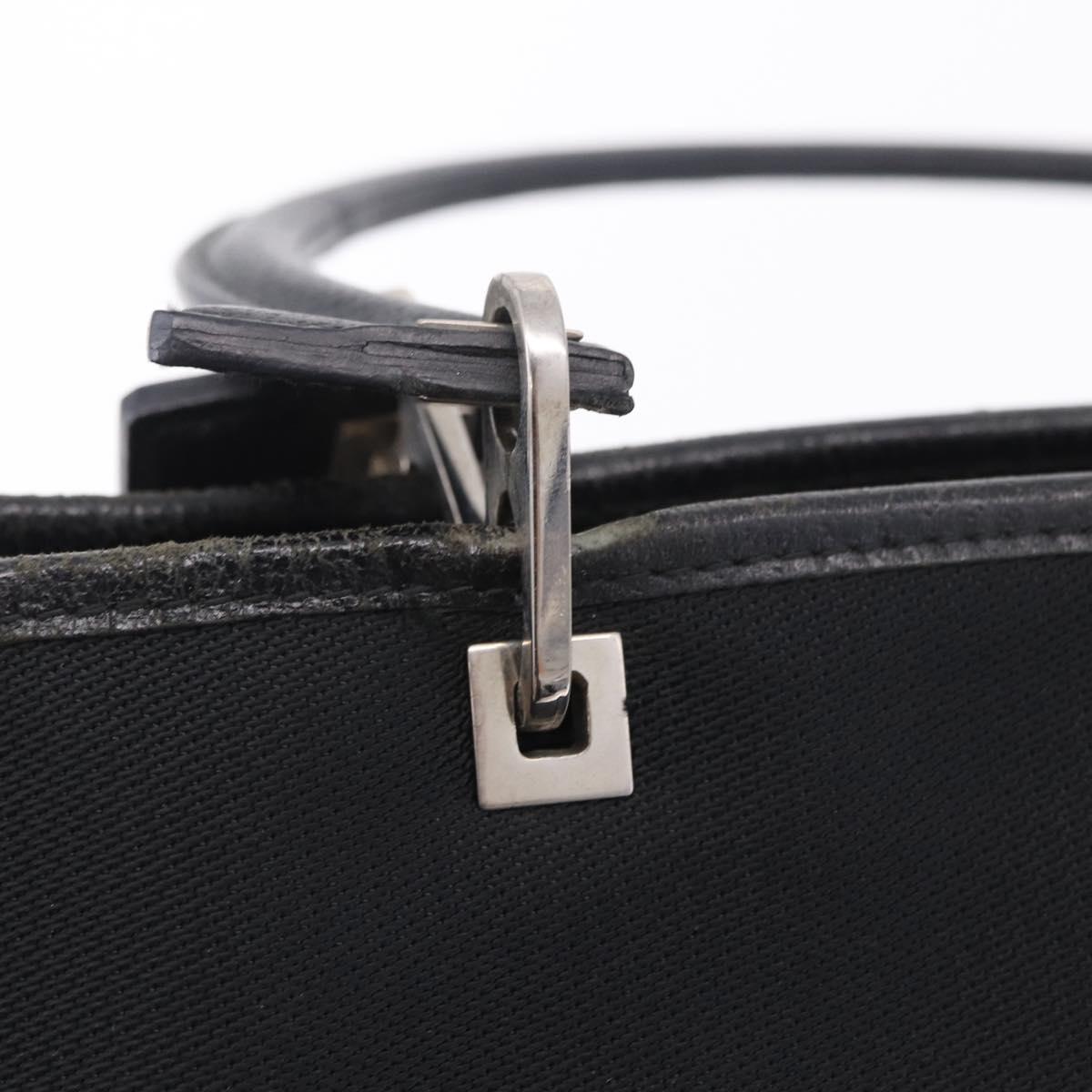 Salvatore Ferragamo Gancini Tote Bag Canvas Black Silver Auth 204386