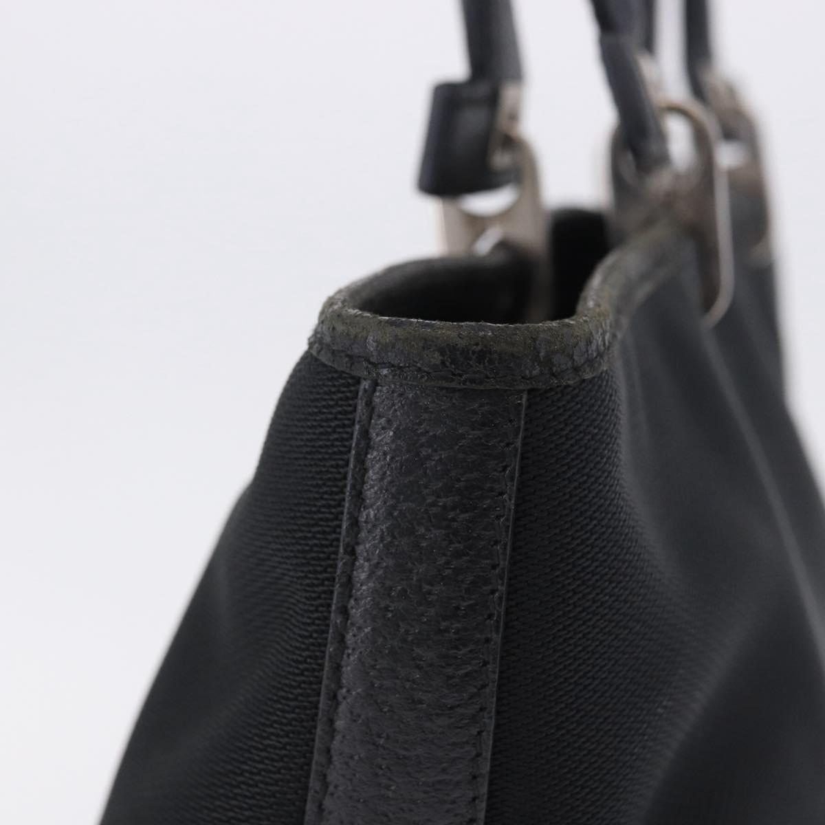 Salvatore Ferragamo Gancini Tote Bag Canvas Black Silver Auth 204386