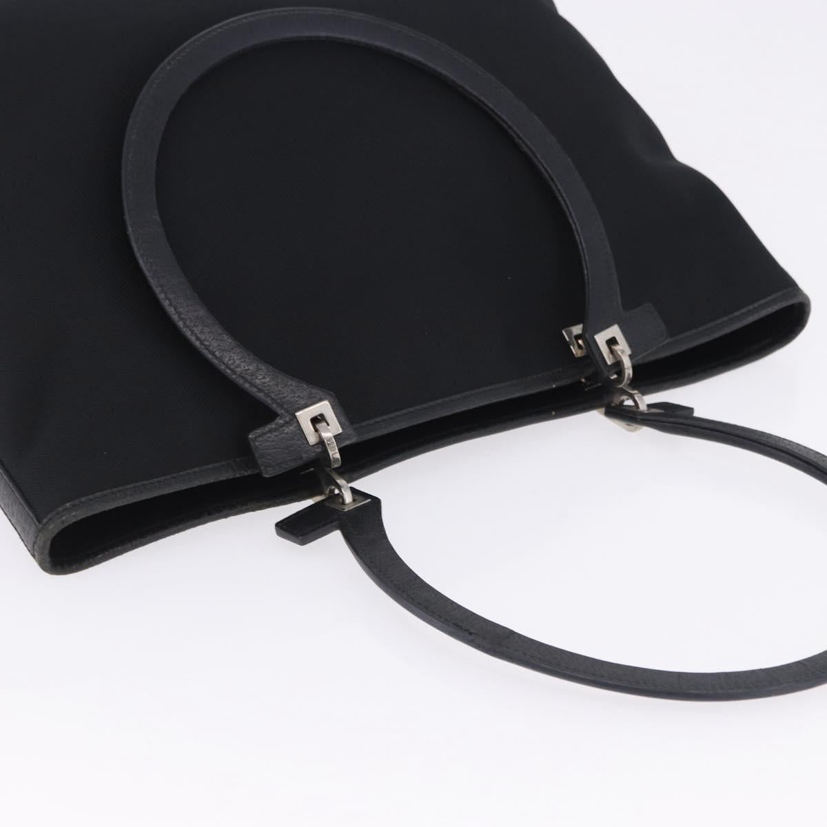 Salvatore Ferragamo Gancini Tote Bag Canvas Black Silver Auth 204386