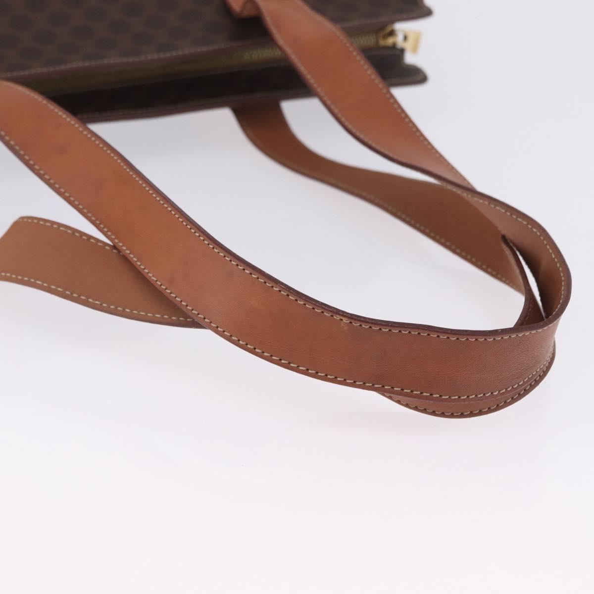 CELINE Macadam Canvas Tote Bag PVC Leather Brown Gold Auth 204387