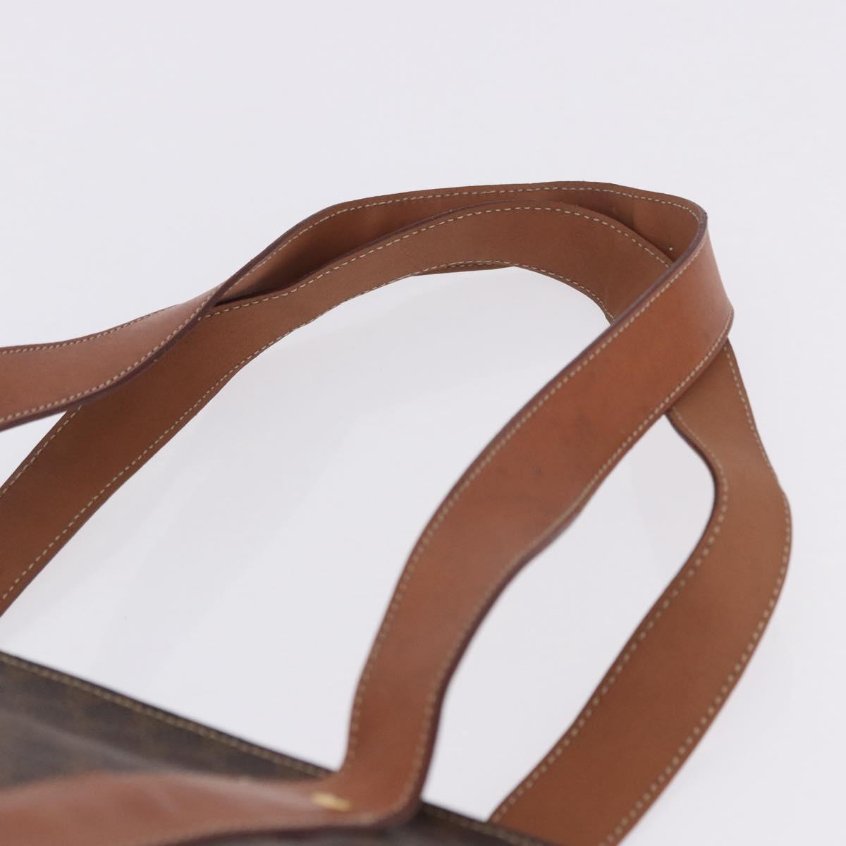 CELINE Macadam Canvas Tote Bag PVC Leather Brown Gold Auth 204387