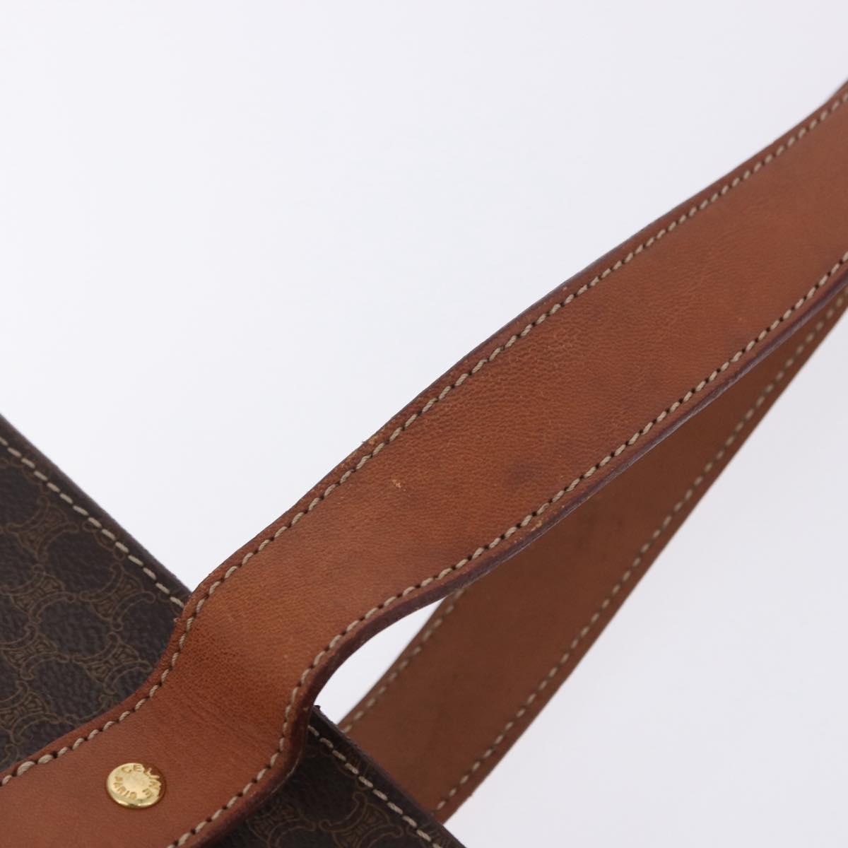 CELINE Macadam Canvas Tote Bag PVC Leather Brown Gold Auth 204387