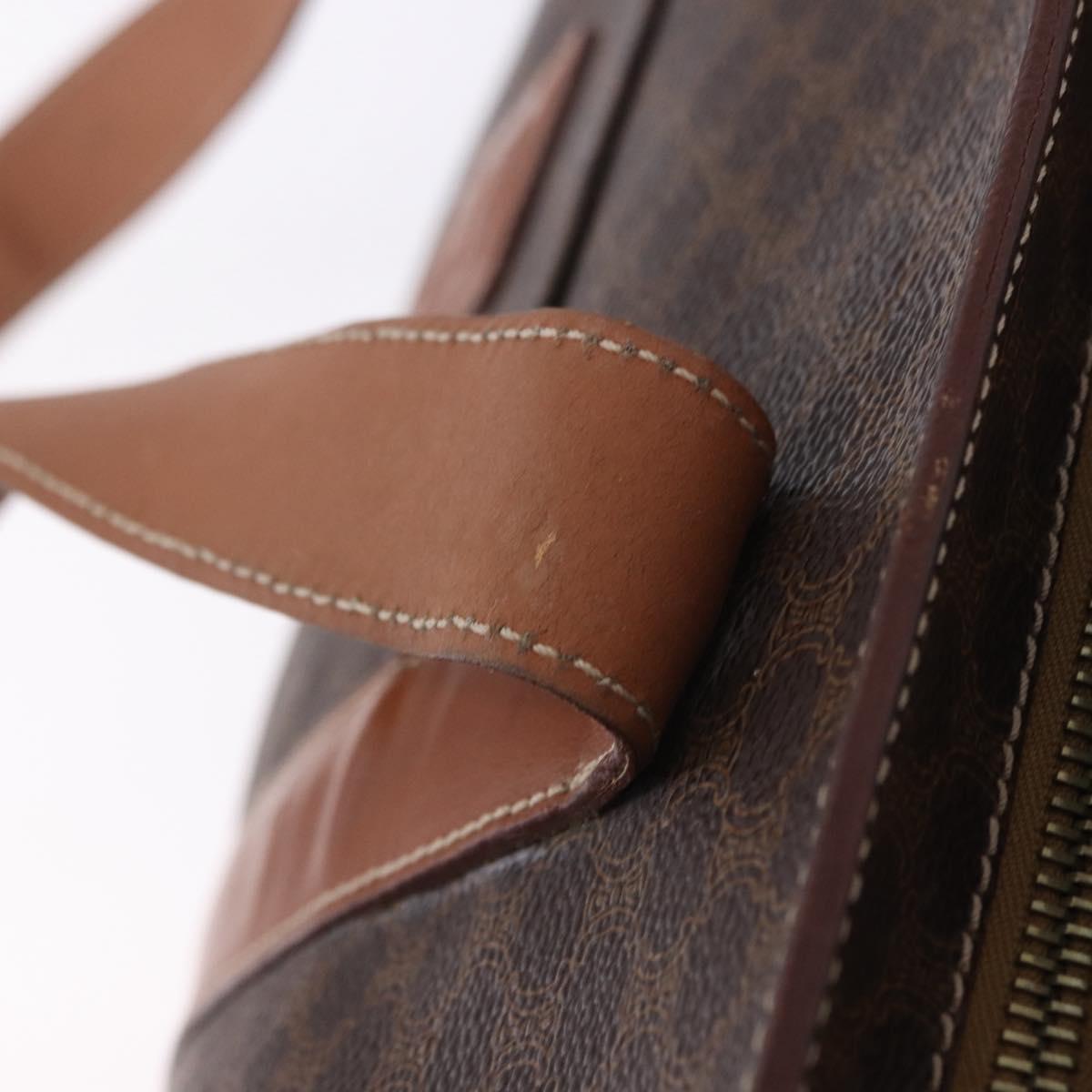 CELINE Macadam Canvas Tote Bag PVC Leather Brown Gold Auth 204387