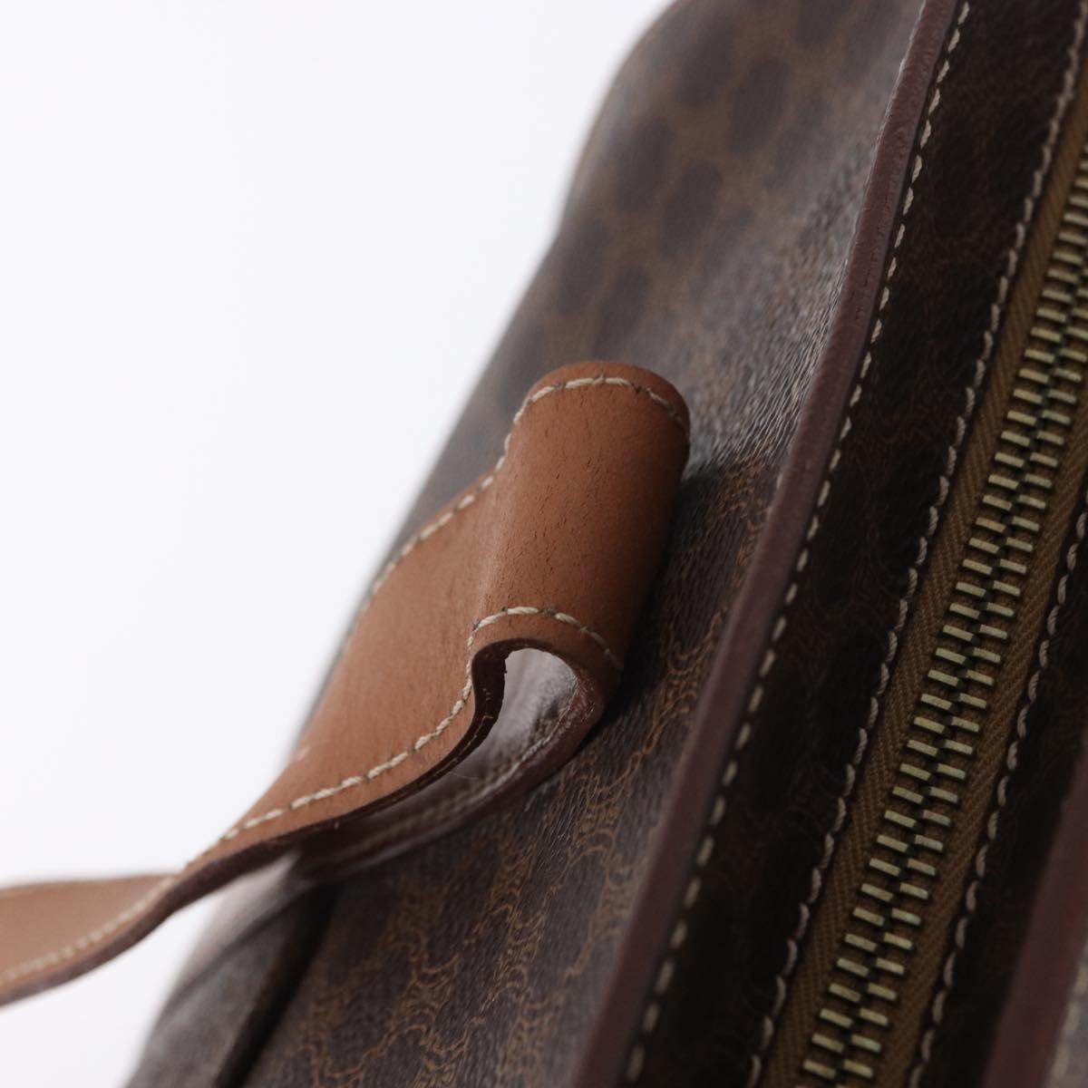 CELINE Macadam Canvas Tote Bag PVC Leather Brown Gold Auth 204387