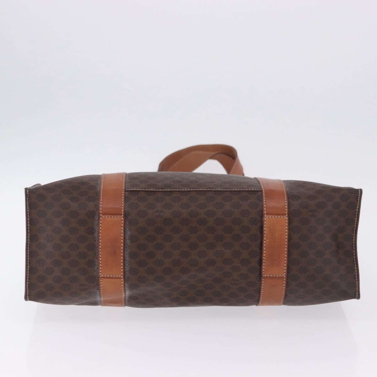 CELINE Macadam Canvas Tote Bag PVC Leather Brown Gold Auth 204387