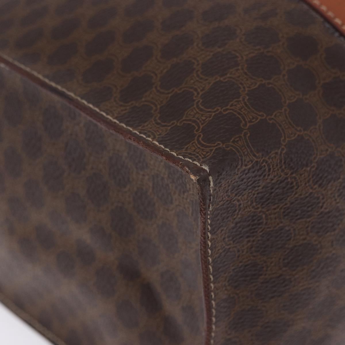 CELINE Macadam Canvas Tote Bag PVC Leather Brown Gold Auth 204387