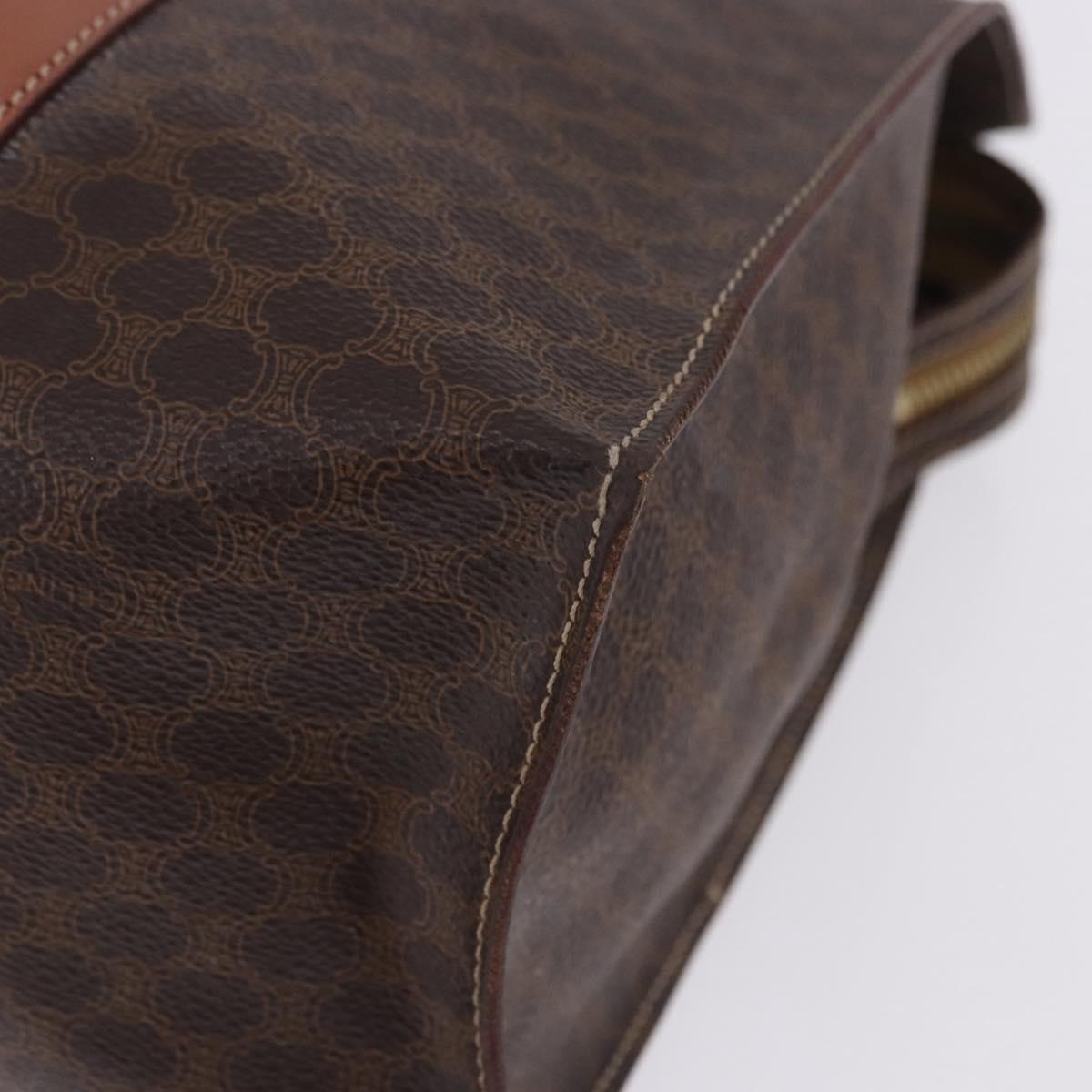 CELINE Macadam Canvas Tote Bag PVC Leather Brown Gold Auth 204387