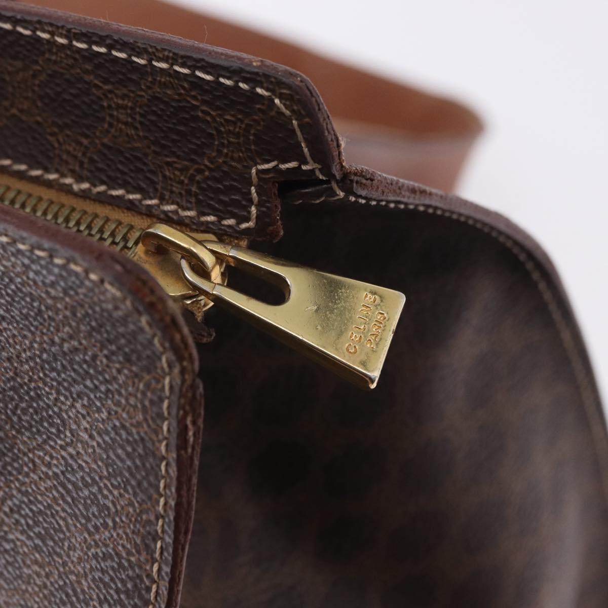 CELINE Macadam Canvas Tote Bag PVC Leather Brown Gold Auth 204387