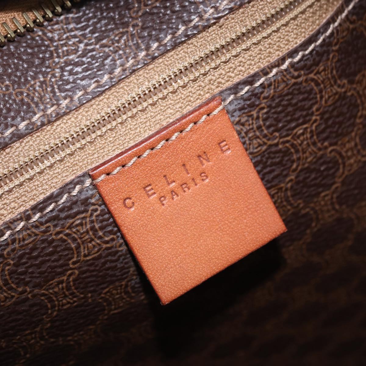 CELINE Macadam Canvas Tote Bag PVC Leather Brown Gold Auth 204387