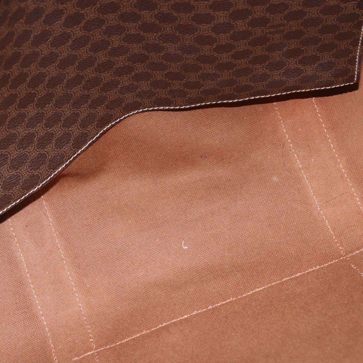 CELINE Macadam Canvas Tote Bag PVC Leather Brown Gold Auth 204387