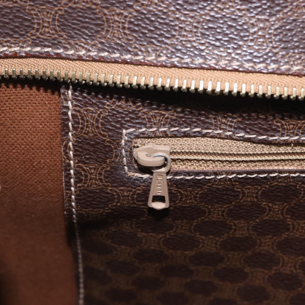 CELINE Macadam Canvas Tote Bag PVC Leather Brown Gold Auth 204387