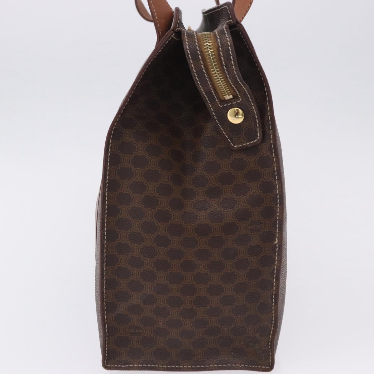 CELINE Macadam Canvas Tote Bag PVC Leather Brown Gold Auth 204387
