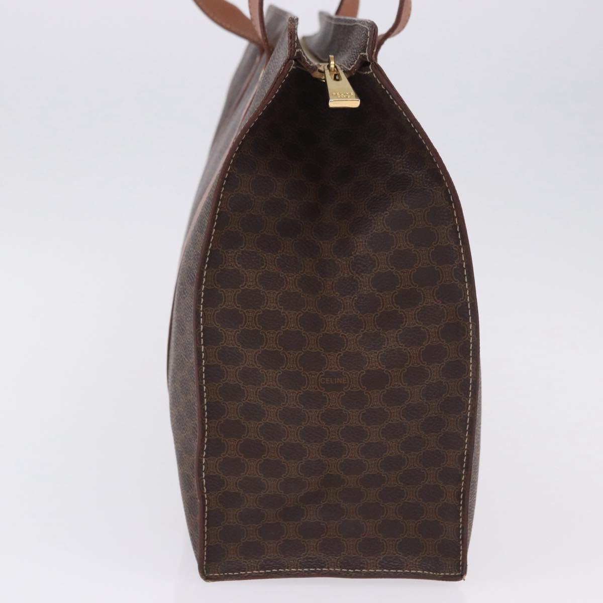 CELINE Macadam Canvas Tote Bag PVC Leather Brown Gold Auth 204387
