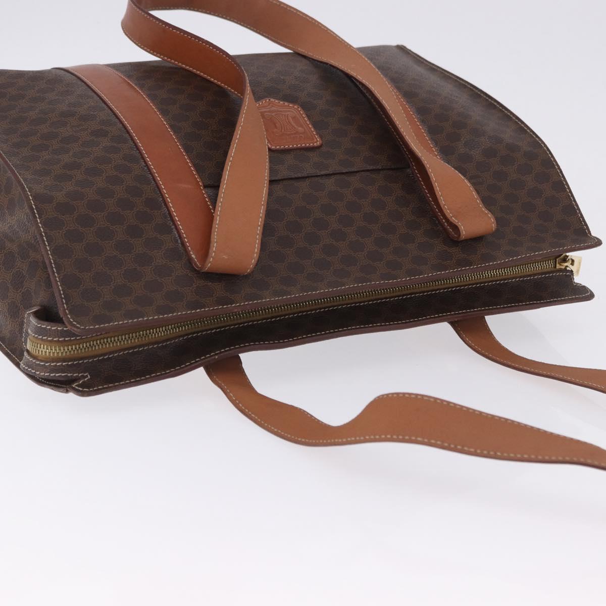 CELINE Macadam Canvas Tote Bag PVC Leather Brown Gold Auth 204387