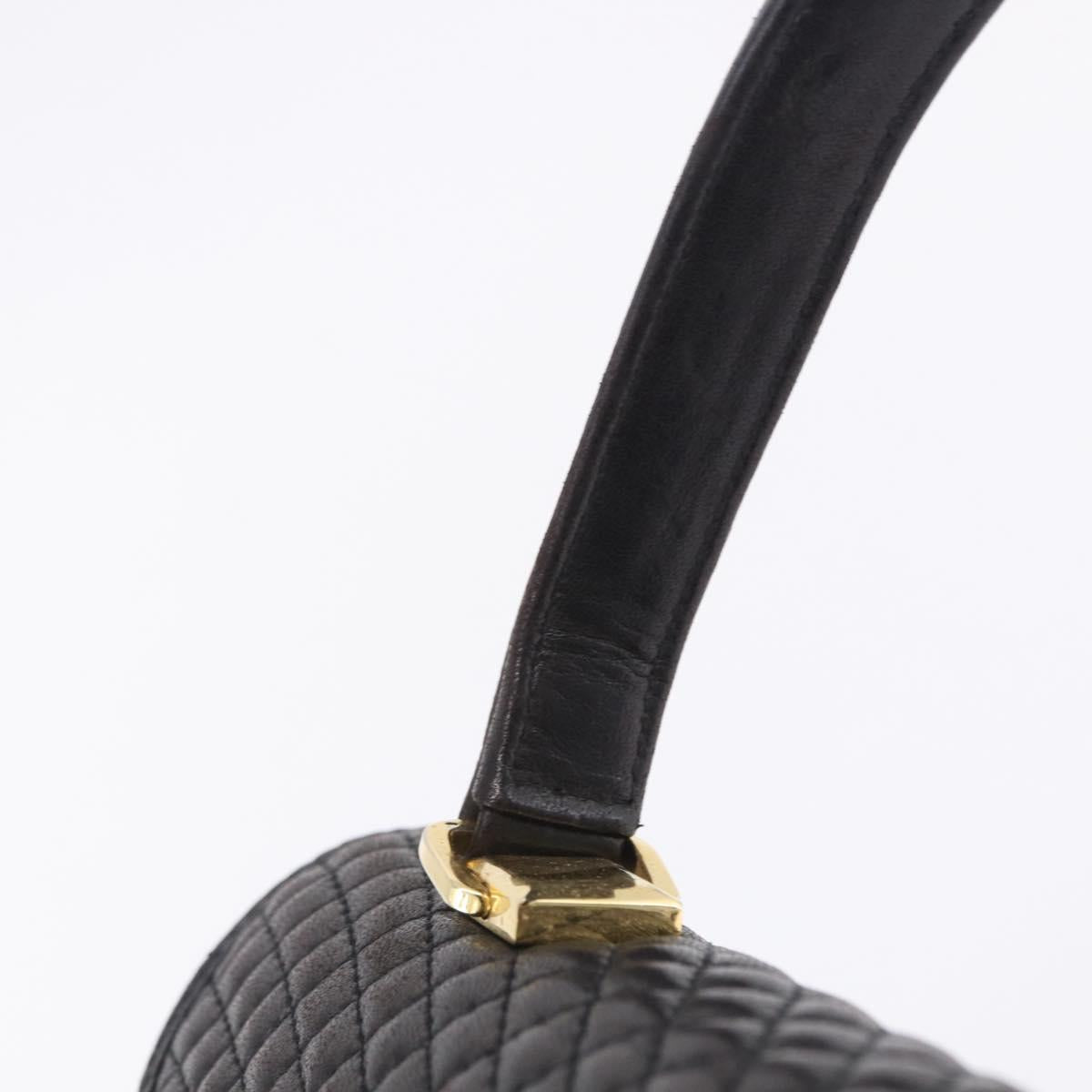 BALLY Hand Bag Leather Black Gold Auth 204388