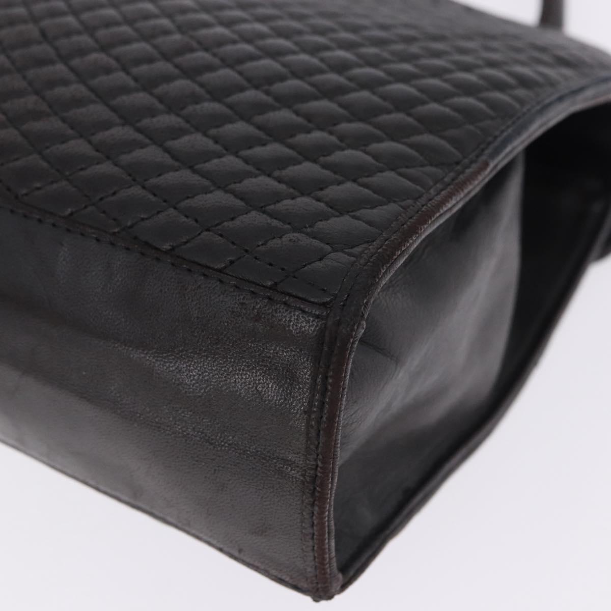 BALLY Hand Bag Leather Black Gold Auth 204388