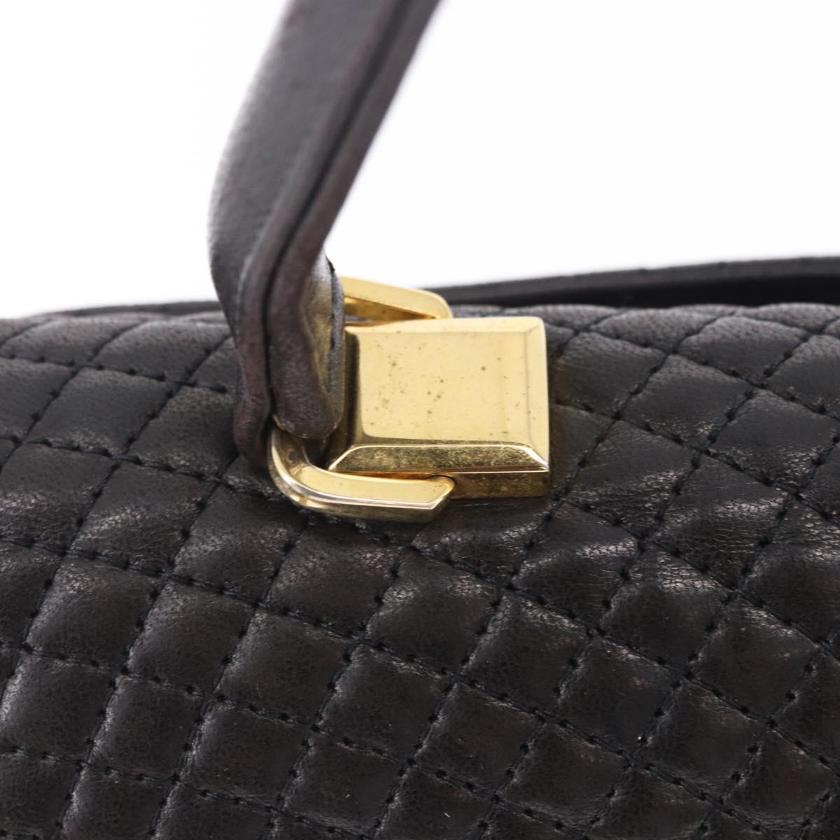 BALLY Hand Bag Leather Black Gold Auth 204388