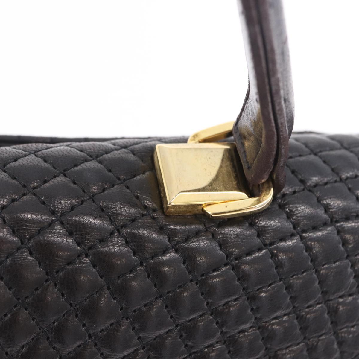 BALLY Hand Bag Leather Black Gold Auth 204388