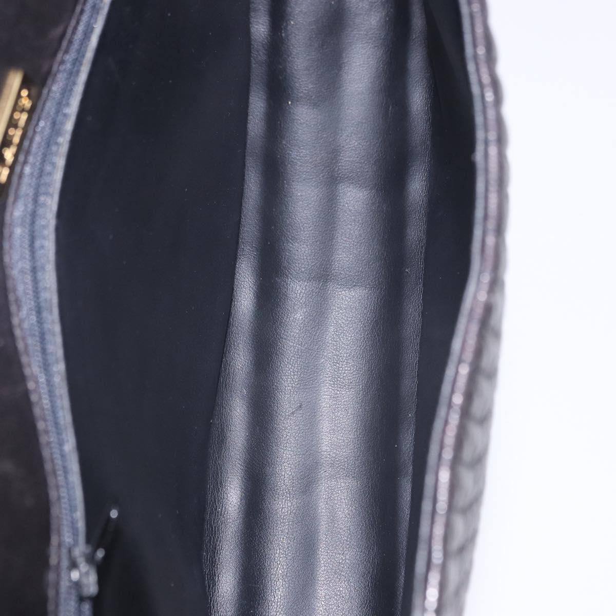 BALLY Hand Bag Leather Black Gold Auth 204388