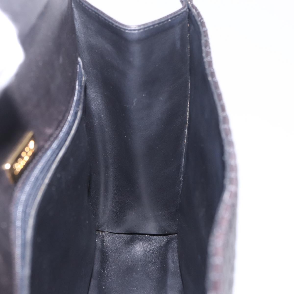 BALLY Hand Bag Leather Black Gold Auth 204388