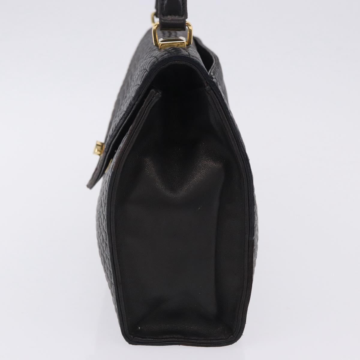 BALLY Hand Bag Leather Black Gold Auth 204388