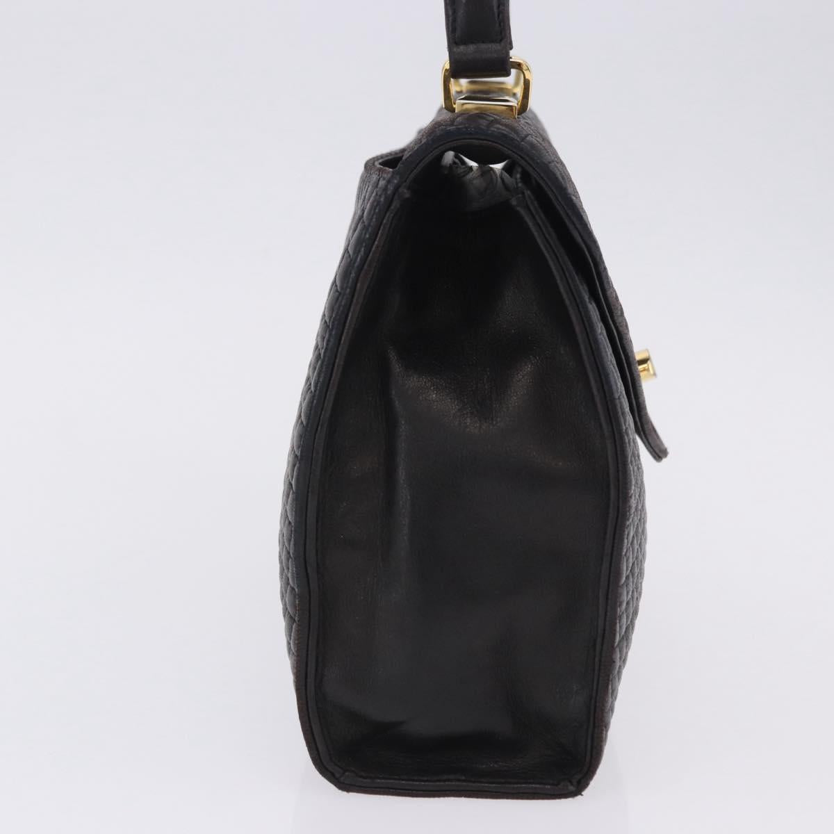 BALLY Hand Bag Leather Black Gold Auth 204388