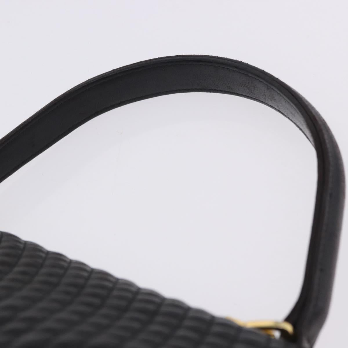 BALLY Hand Bag Leather Black Gold Auth 204388