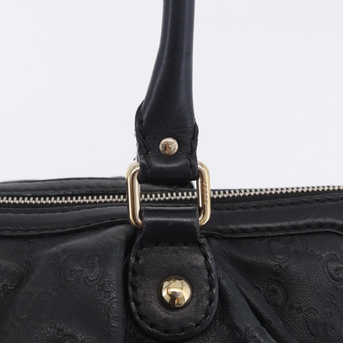 GUCCI GG Canvas Guccissima Sukey Hand Bag Leather Black Gold 247902 Auth 204390