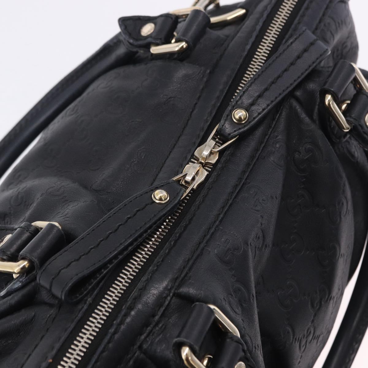 GUCCI GG Canvas Guccissima Sukey Hand Bag Leather Black Gold 247902 Auth 204390