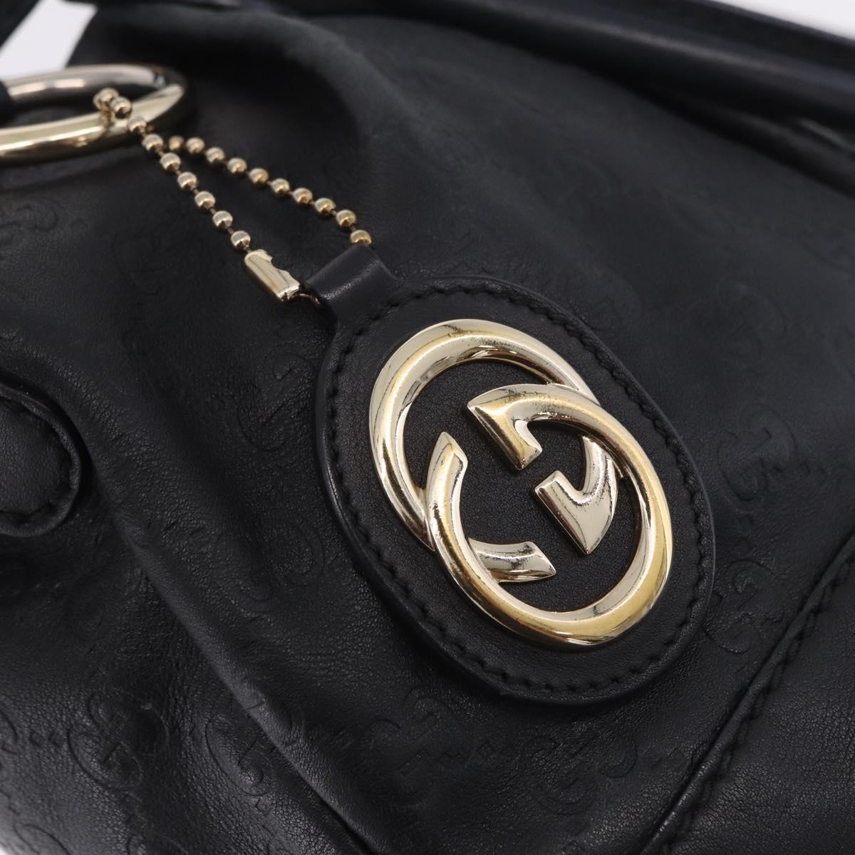 GUCCI GG Canvas Guccissima Sukey Hand Bag Leather Black Gold 247902 Auth 204390
