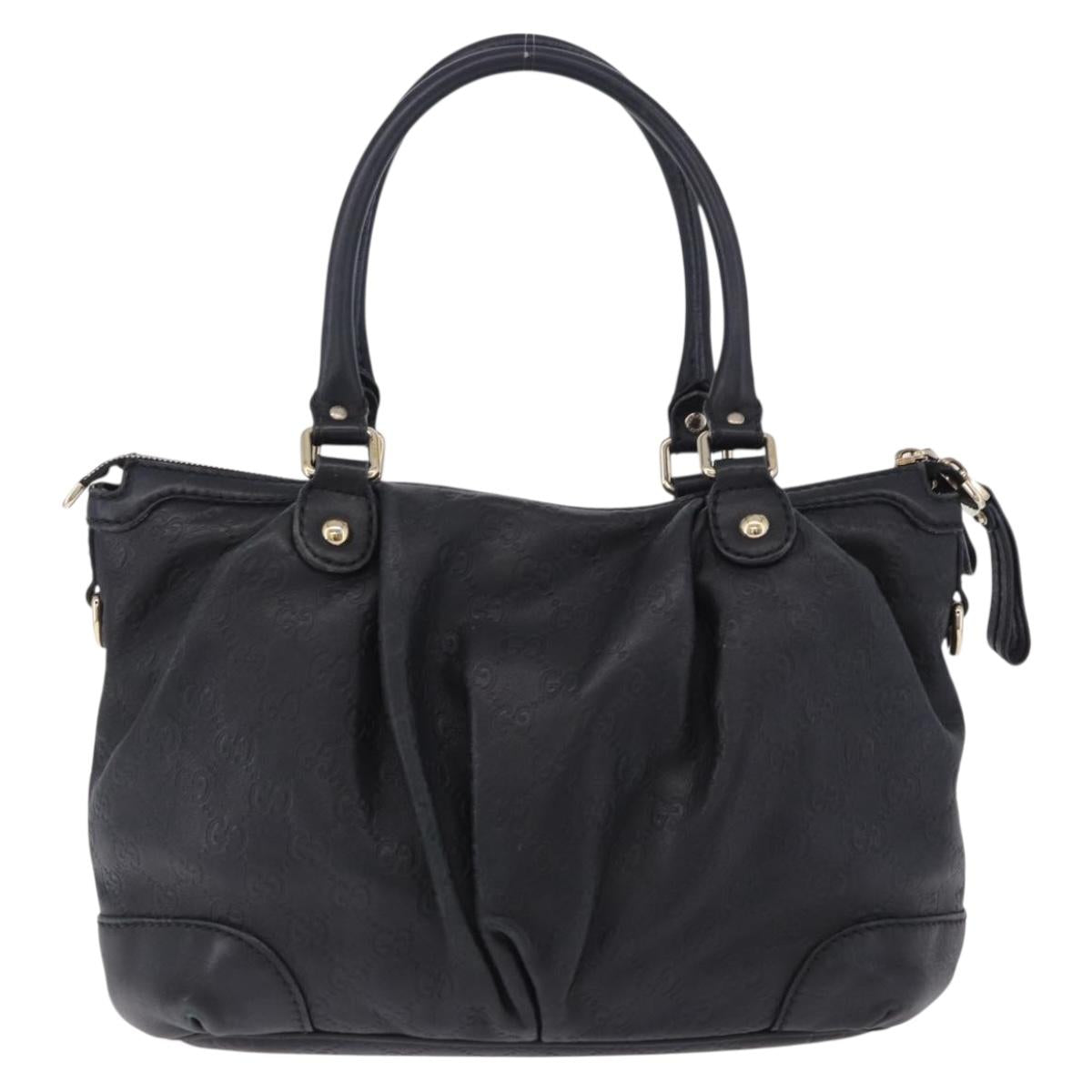 GUCCI GG Canvas Guccissima Sukey Hand Bag Leather Black Gold 247902 Auth 204390