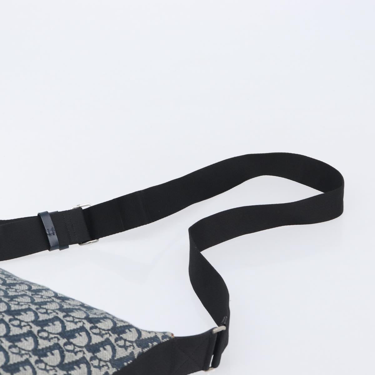 Christian Dior Trotter Canvas Shoulder Bag Navy Silver Auth 204391