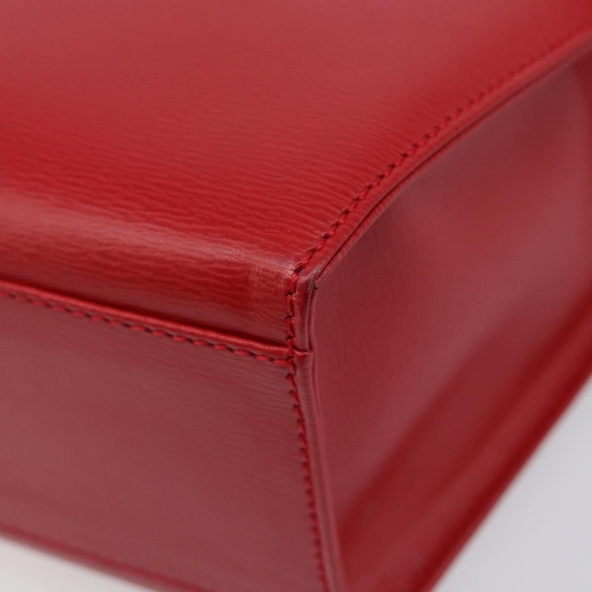 Christian Dior Hand Bag Leather 2way Red Gold Auth 204392