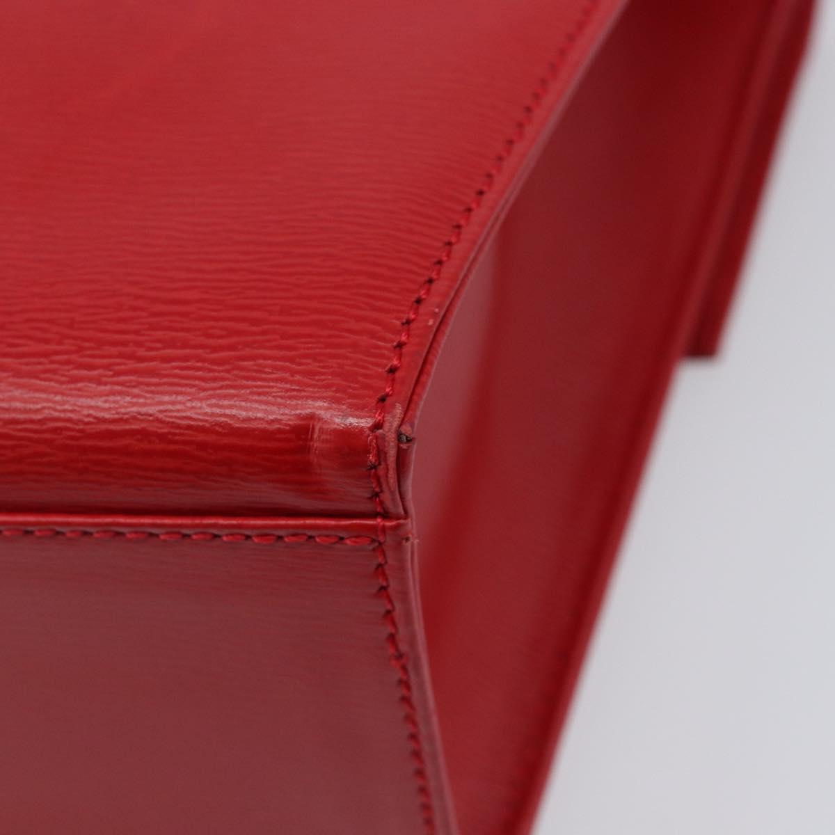 Christian Dior Hand Bag Leather 2way Red Gold Auth 204392