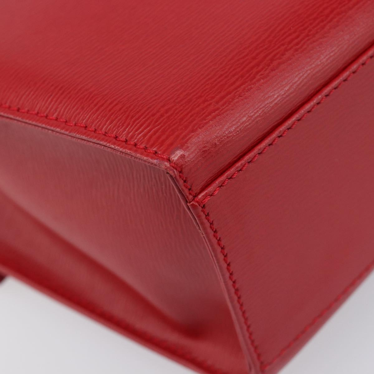 Christian Dior Hand Bag Leather 2way Red Gold Auth 204392