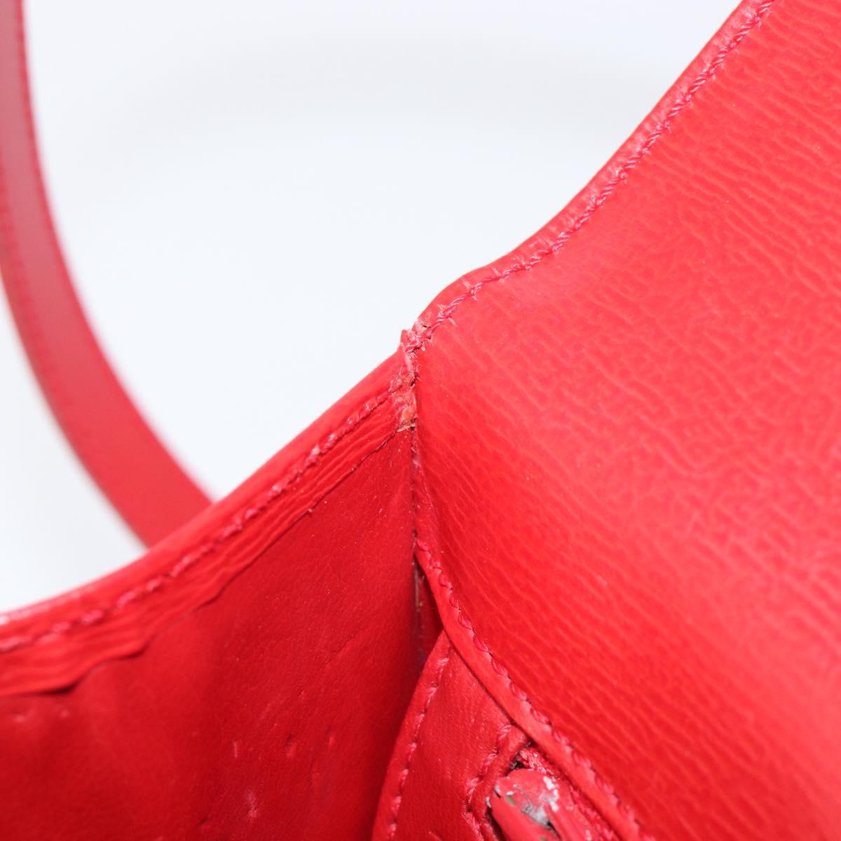Christian Dior Hand Bag Leather 2way Red Gold Auth 204392
