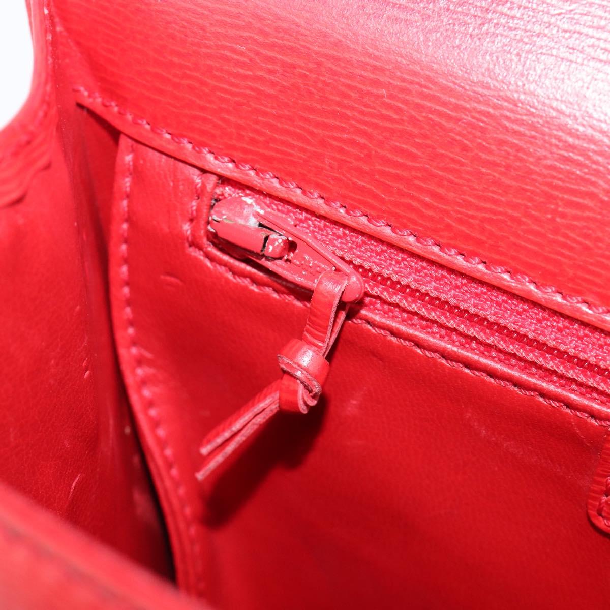 Christian Dior Hand Bag Leather 2way Red Gold Auth 204392