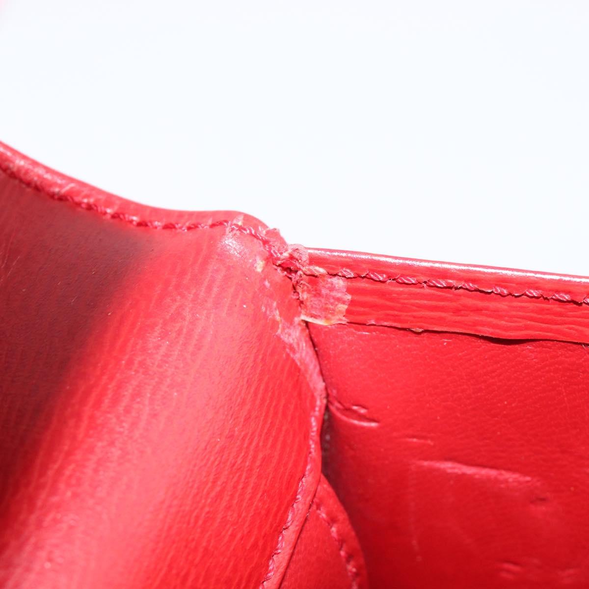 Christian Dior Hand Bag Leather 2way Red Gold Auth 204392
