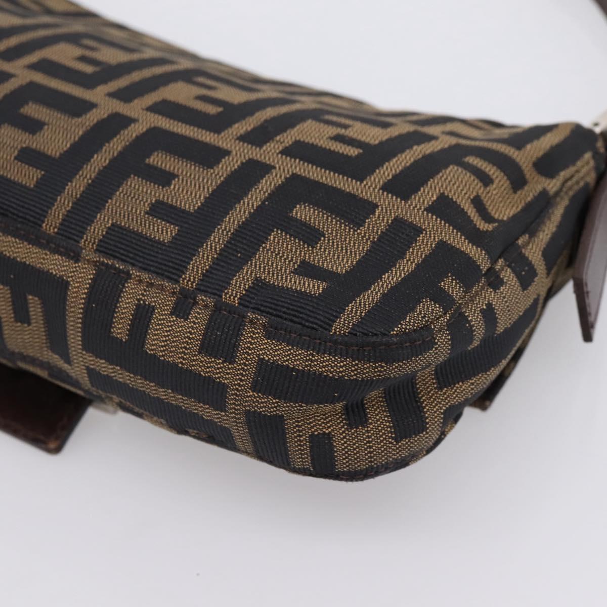 FENDI Zucca Canvas Mamma Baguette Shoulder Bag Black Brown Auth 204395V