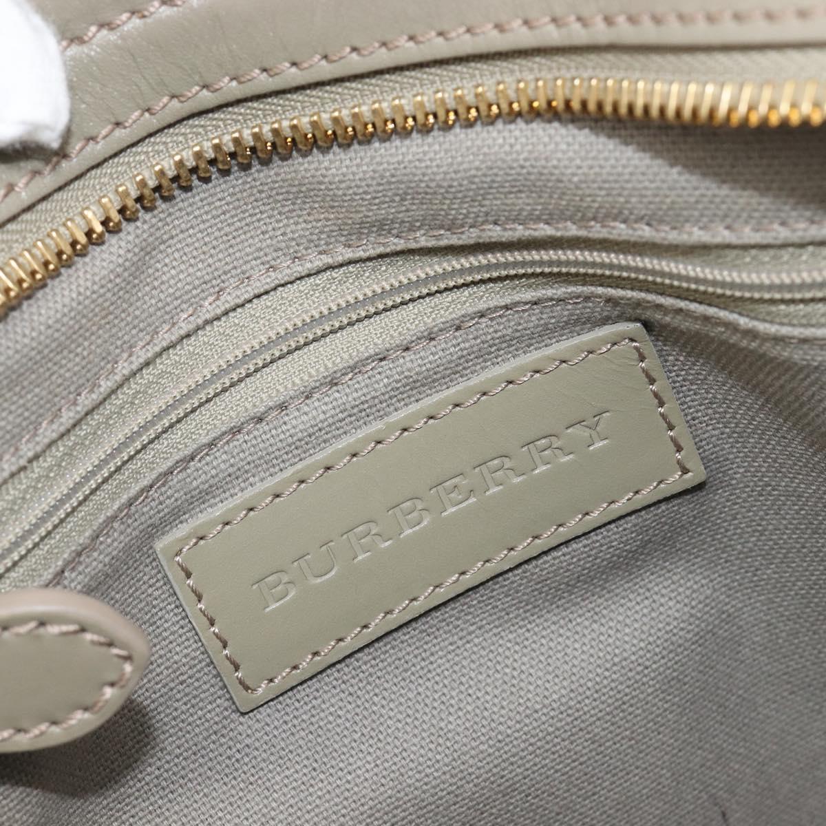 BURBERRY Nova Check Hand Bag PVC 2way Beige Gold Auth 204398V