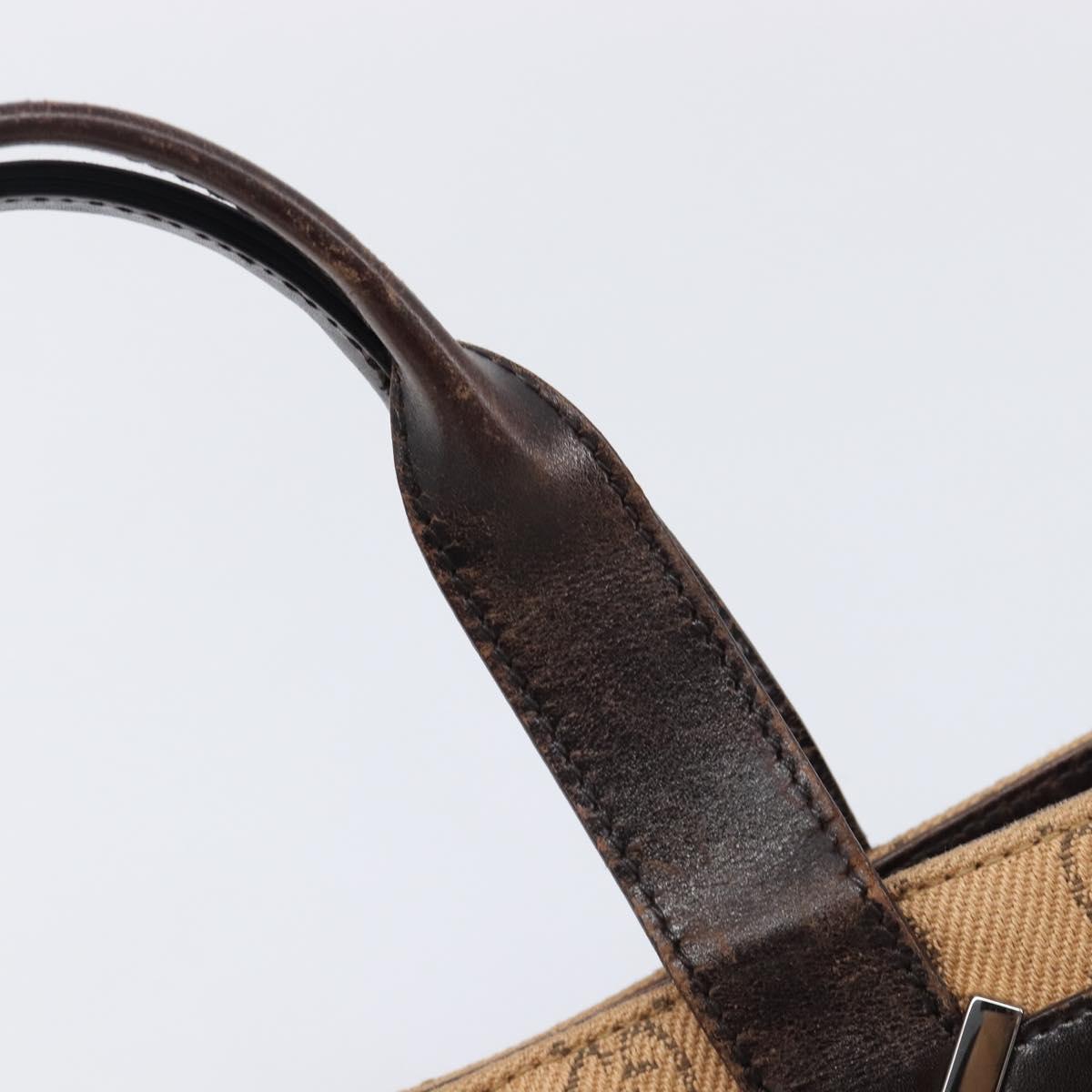 GUCCI GG Canvas Hand Bag Beige Silver 73984 Auth 204400