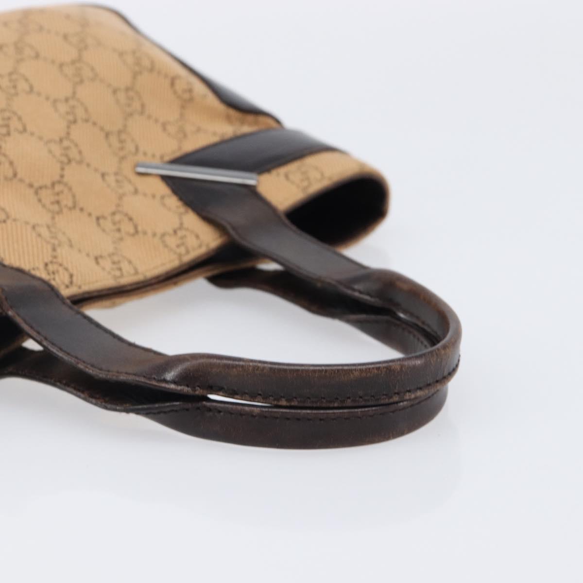 GUCCI GG Canvas Hand Bag Beige Silver 73984 Auth 204400