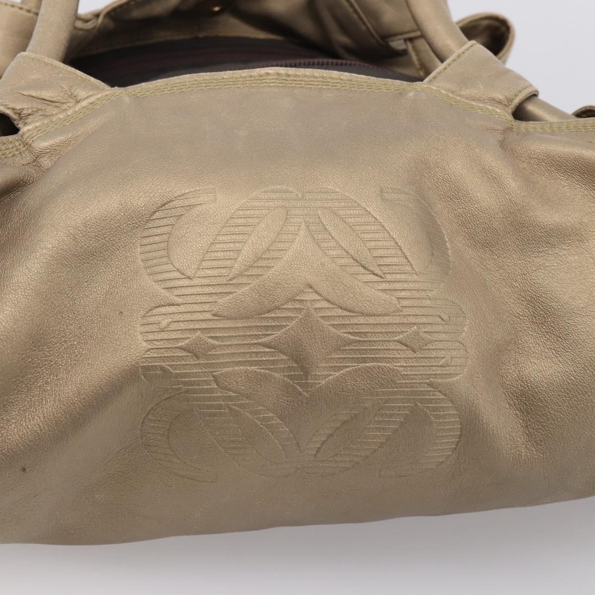 LOEWE Nappa Aire Anagram Hand Bag Leather Gold Auth 204401